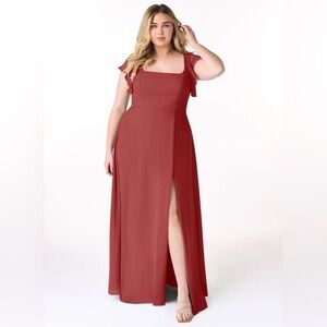 NWT Azazie size 16 Bondi rust bridesmaid dress prom wedding guest formal chiffon